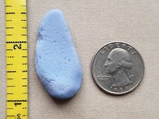 PURE BEACH SEA GLASS SURF TUMBLED SLAG SOFT BLUE FROSTED LARGE PENDANT RARE T1
