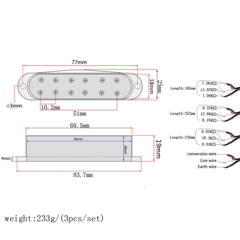 Alnico 5 V Single Coil Pickup Humbucker for Stratocaster Strat ST USA - Image 3 of 4