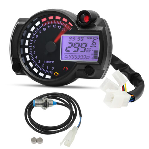 Universal Motorcycle LCD Backlight Digital Odometer Speedometer Tachometer Gauge - Picture 1 of 21