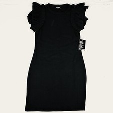 New Express Dress Womens Black Bodycon Sleeveless Stretch Ribbed Sz Small