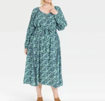 Knox Rose Womens Plus XXL Green Floral Maxi Dress V Neck Long Sleeves Boho | eBay Knox Rose Womens Plus XXL Green Floral Maxi Dress V Neck Long Sleeves Boho | eBay