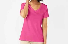 Women's Croft & Barrow® Essential V-Neck Tee Destiny Pink Sizes L,  XL, XXL