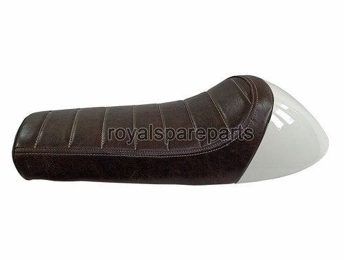 Véritable Cuir Royal Enfield Gt & Intercepteur 650 D3 Simple Siège & Blanc Col - Photo 7/8