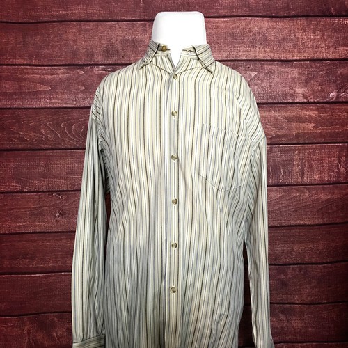 Ermenegildo Zegna Mens Shirts L/S Tan Beige White Striped Size XL - Picture 2 of 8