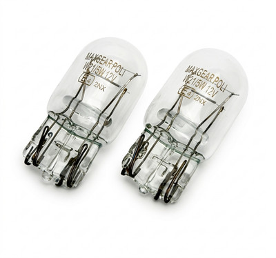 2x Autolampen T20 12V W21/5W W3x16q CLEAR / TRANSPARENT Glassockel E-PRÜFZEICH