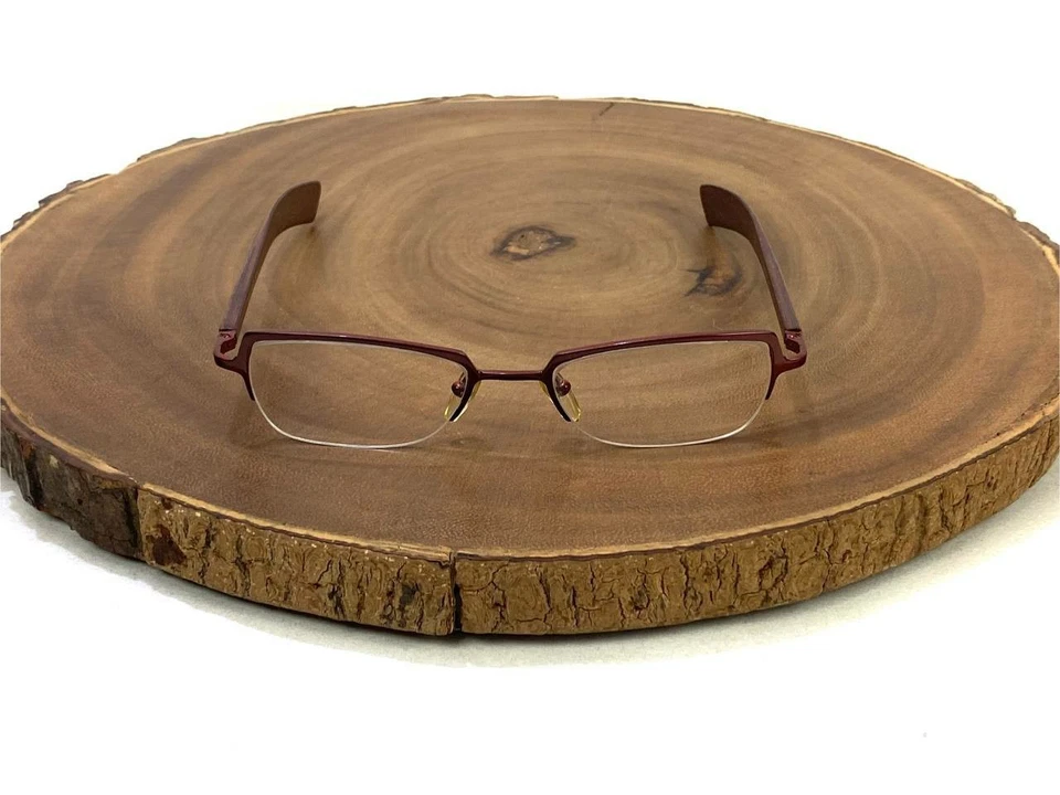 GOLD AND WOOD PARIS Eyeglass Frame M02 17 Burgundy Half Rim BA14 France 51 19 mm - Image 2 of 4