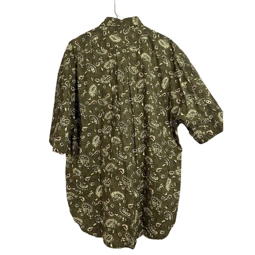 Vintage 90’s Tommy Hilfiger Mens Paisley Green Short Sleeve Button Up Shirt XL - Picture 2 of 9