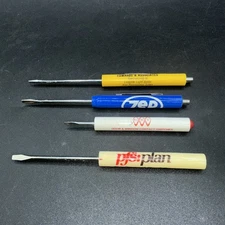 Vtg Lot of 4 Advertising Mini Pocket Screwdrivers ,mechanical, industrial, hobby