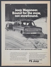 1973 PRINT AD Jeep Wagoneer "Bound for the snow. Not snowbound"