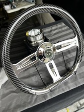 D-shape Billet Chrome Carbon Dipped Hub Adapter Chevy Horn Button