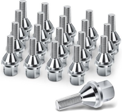 611-005 20pcs M12*1.25 Chrome Wheel Lug Bolts,25mm Thread Length 19mm Hex 2.4 in