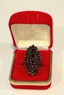 ANTIQUE ESTATE BOHEMIAN GARNET MARQUISE COCKTAIL RING -VERMEIL OVERLAY -SIZE 7.5
