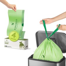 4 Gallon Compostable Drawstring Food Scrap Bags, 15.1L, 40 Count, 0.9 Mil