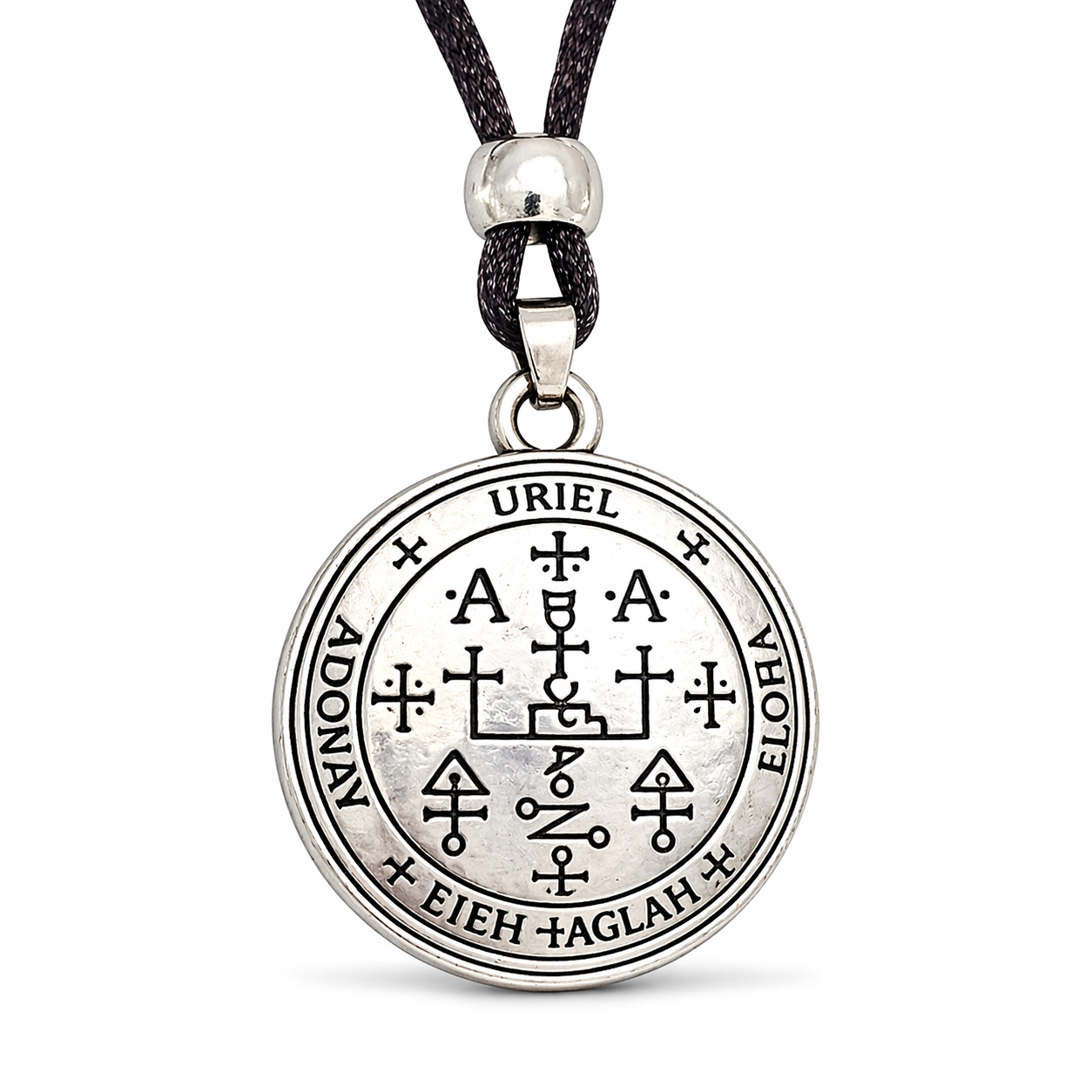 Archangel Uriel Sigil Pendant Pewter Talisman Wisdom Necklace Occult 33"" Cord