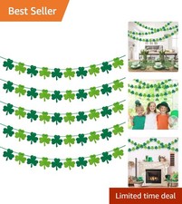 Reusable 5 Piece Shamrock Banner - Lightweight Felt Garland for Festive Cheer