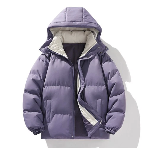 Coat Down Cotton Short Fake Two-piece Hooded Couple Wear Thickened - product listing photo