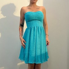 GUESS Turquoise Strapless Fit & Flare Dress