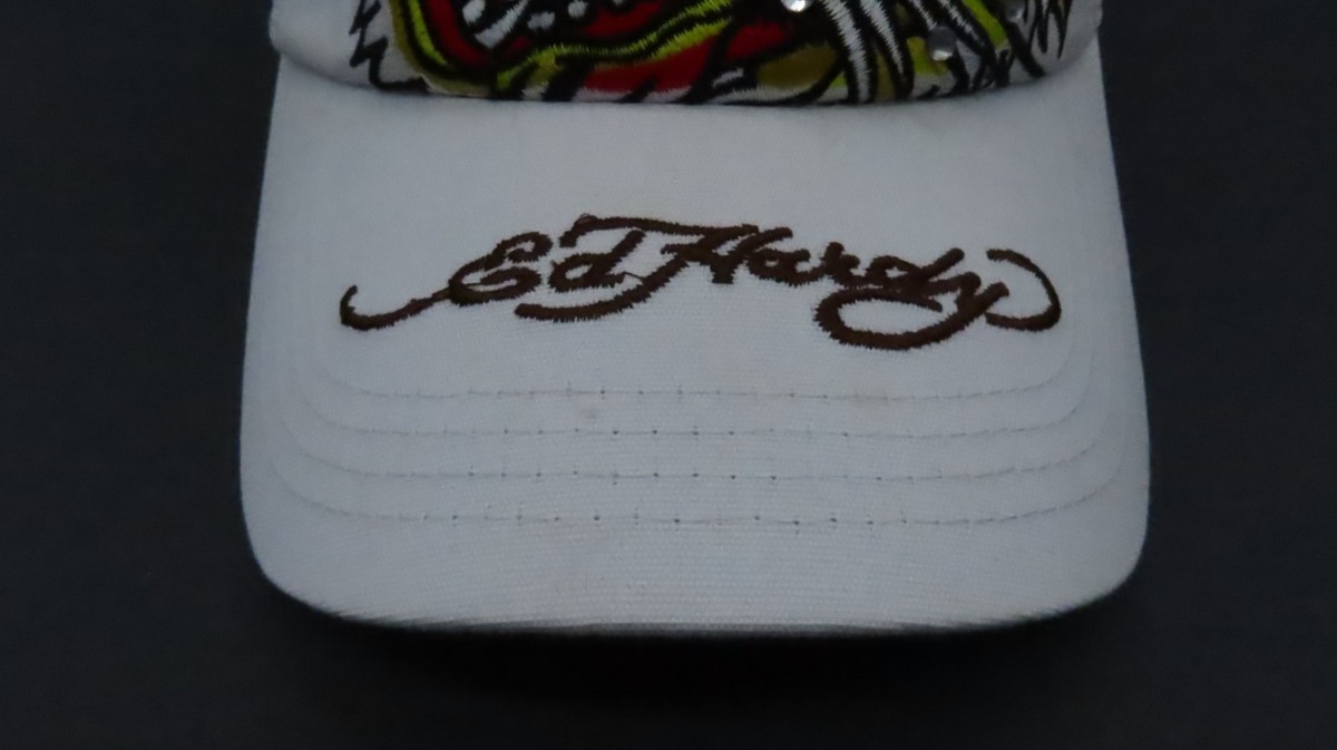 NWT Don Ed Hardy Vintage Tattoo Wear White Tiger Trucker Snapback