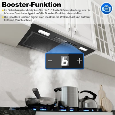‎KICHPOWER 750m³/h Einbau Dunstabzugshaube 52cm,mit Aktivkohlefilter und Rauchrohr