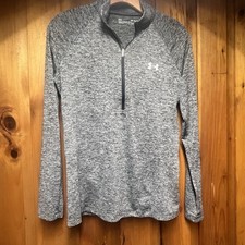 Under Armour Women  s Medium Grey Loose Top Quarter ZIP Long Sleeve Heatgear