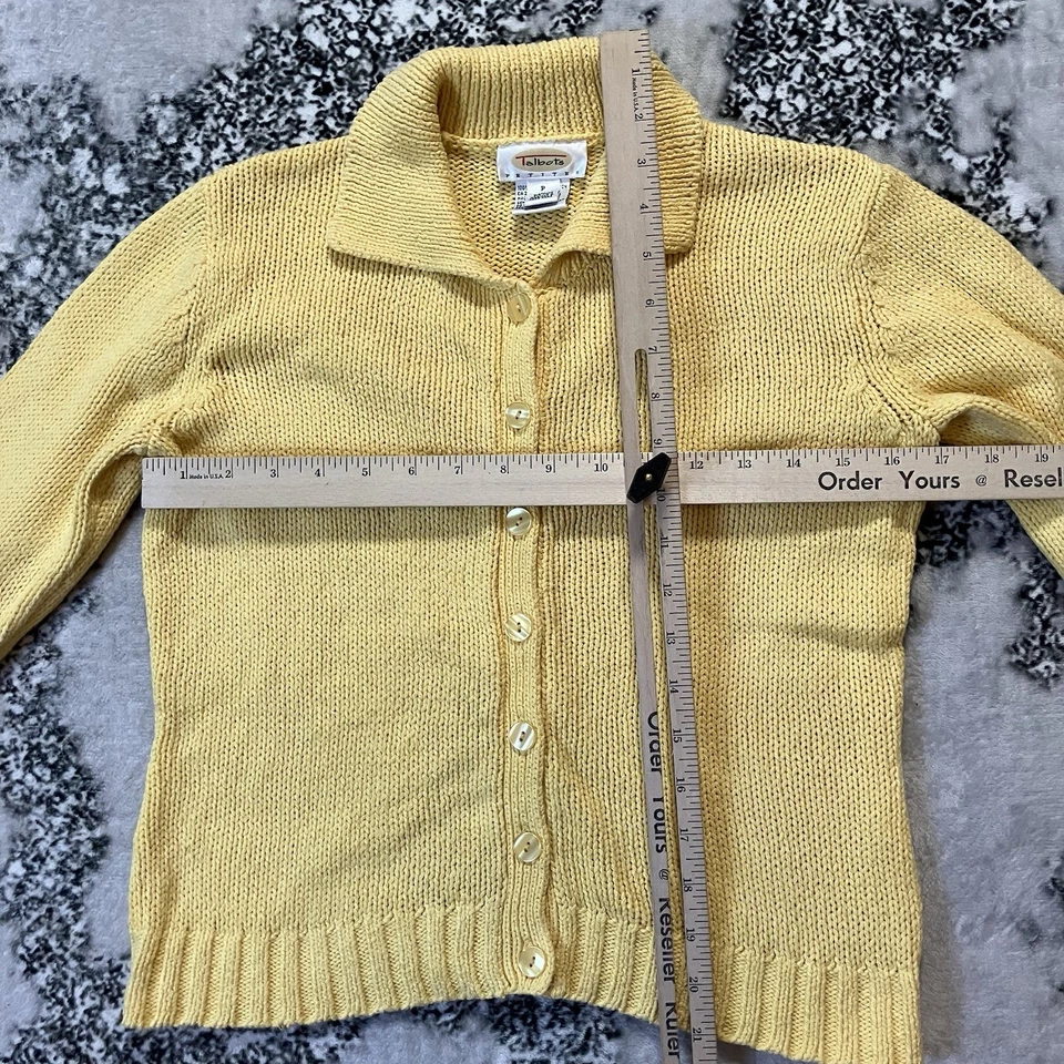 Cárdigan de algodón con cuello amarillo pequeño suéter Talbots de colección para mujer talla pequeña Foto 2 de 4