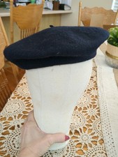 Beret Basque France Black Wool Basque Beret Men  s Size 55 Good Used Condition