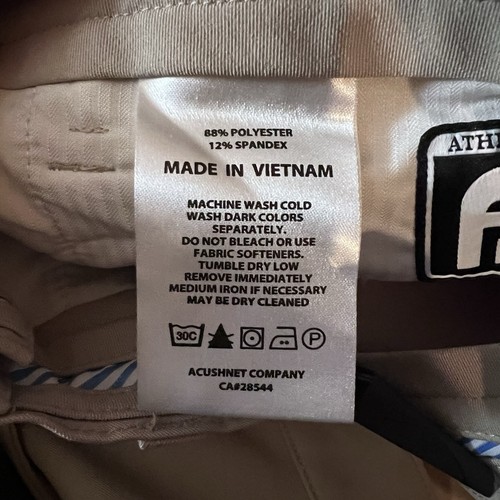 FootJoy Men 35x34 Performance Pants Athletic Fit 5 Pocket Beige 24194 - Picture 4 of 11