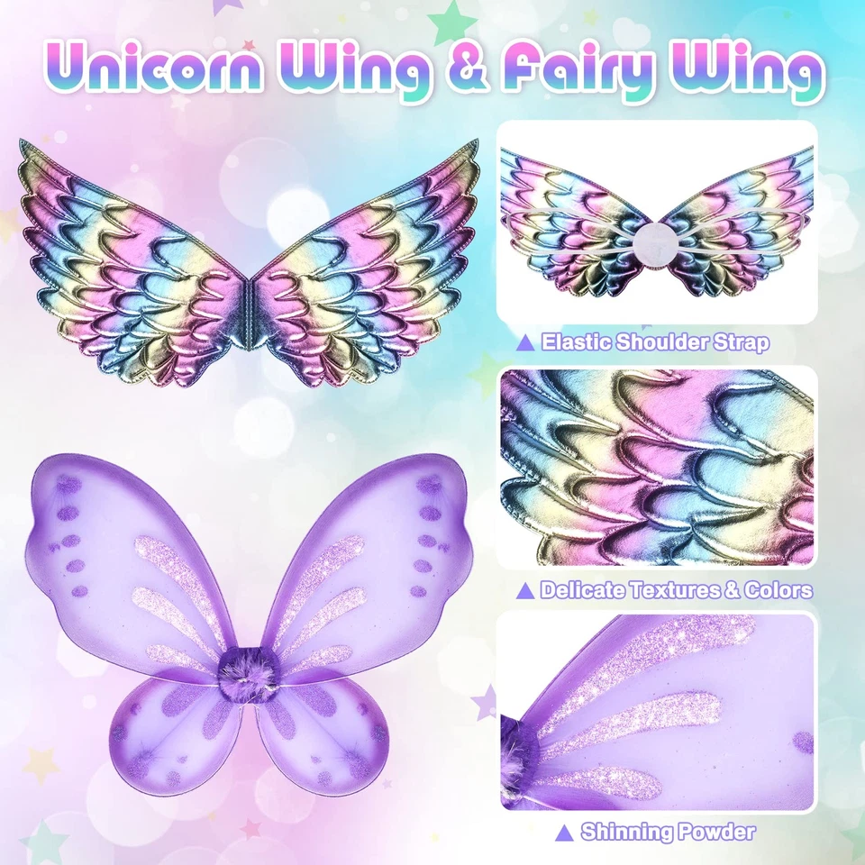Kit de Disfraz de Hada Unicornio y Flor - Regalo de Vestir para Niños Pequeños 3-8 Foto 4 de 4