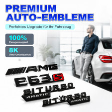 F&uuml;r Mercedes Benz E63S AMG Schwarz Biturbo Aufkleber Emblem Abzeichen Heck
