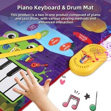 Musical Mat Piano Keyboard Drum Mat With 2 Sticks Musical Play Mat Volume STDI