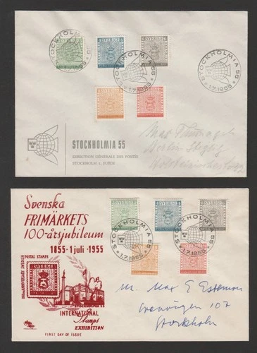 Sweden 1955 lot of 3 STOCKHOLMIA issue FDC