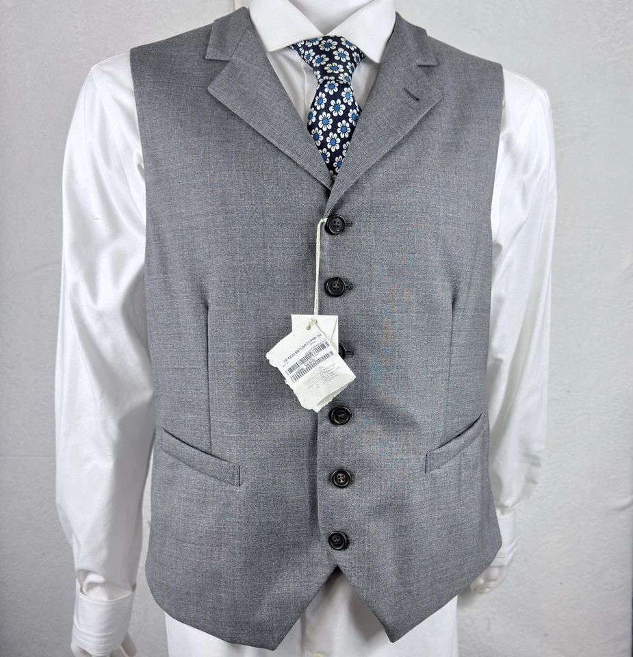 Chaleco Chaleco Brunello Cucinelli 100% Lana Talla 54IT 44US Gris Con Solapas Nuevo con Etiquetas Foto 2 de 4