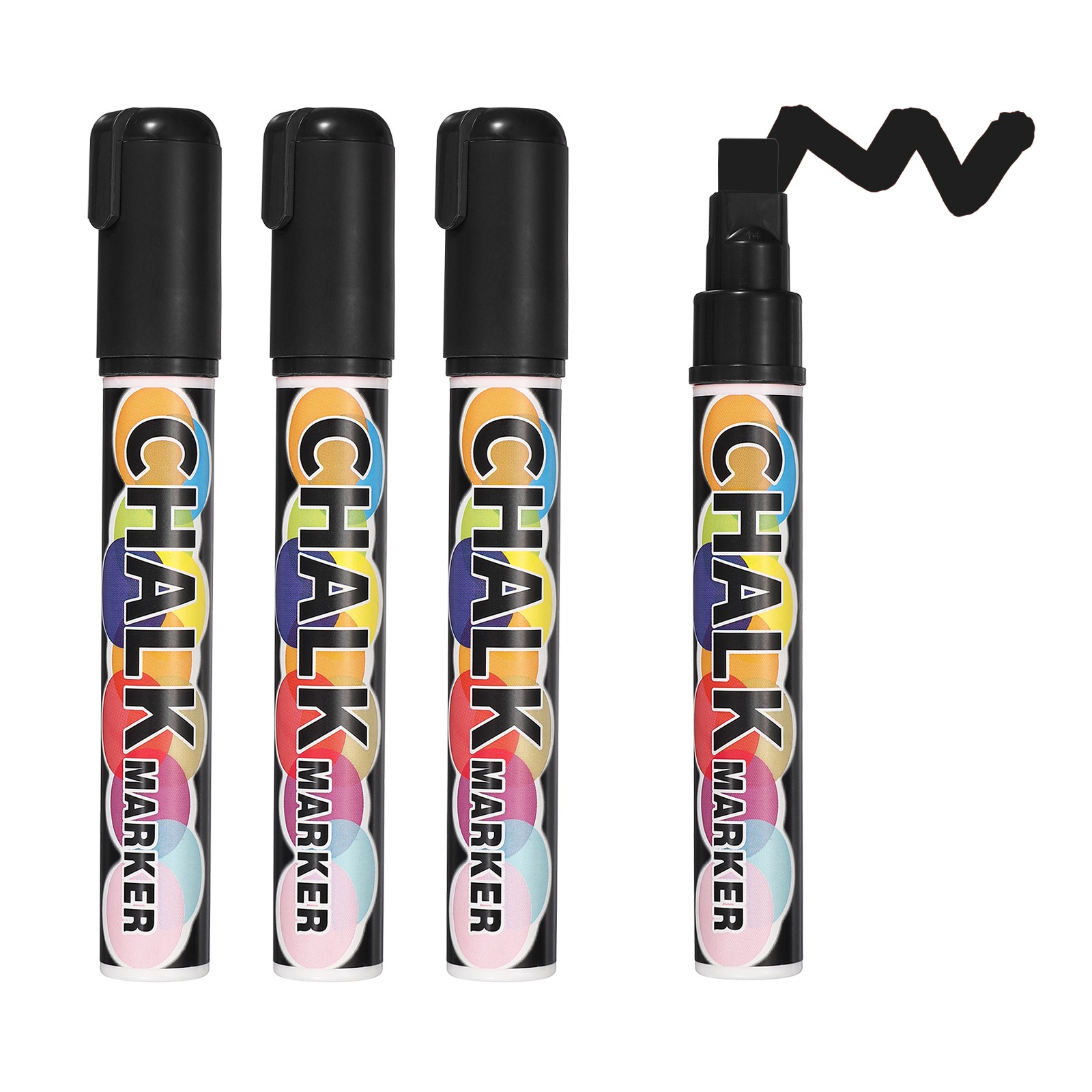 10mm, 4 Pcs Chalkboard Markers Erasable Tip, Black
