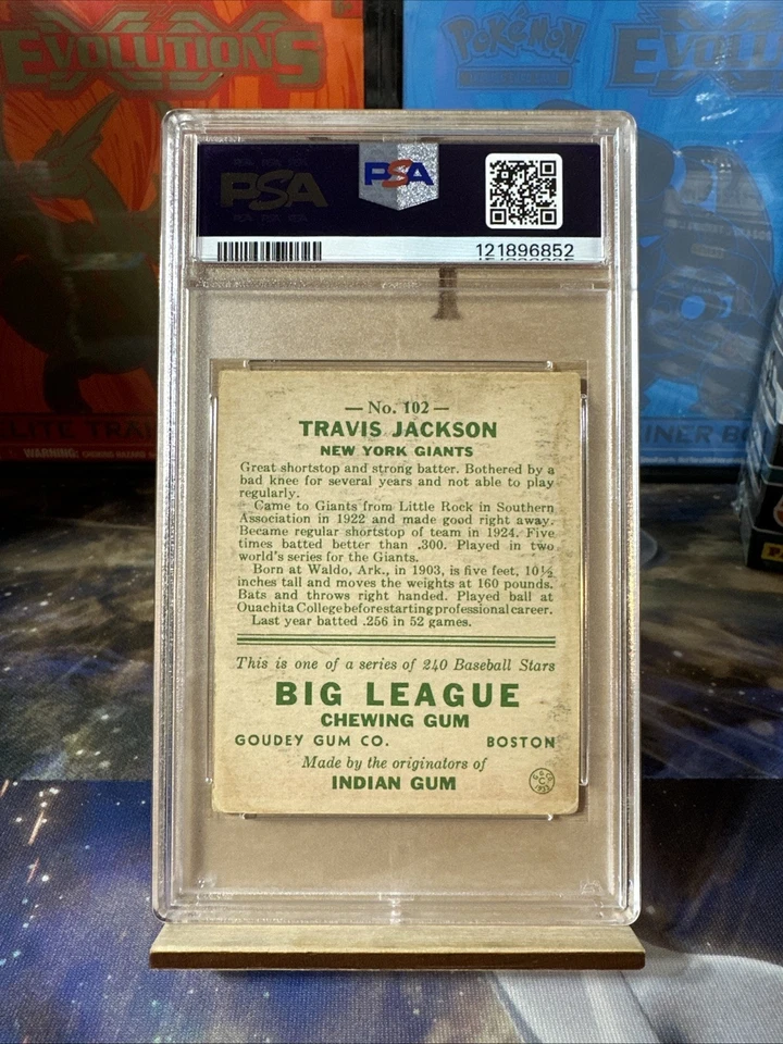 1933 Goudey Big League Chewing Gum - R319 Travis Jackson #102 (RC) - Image 2 of 2