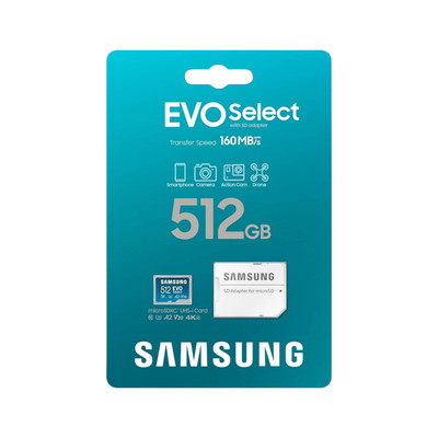 Samsung EVO Select (2024) microSD-Karte + SD-Adapter, 512 GB OVP