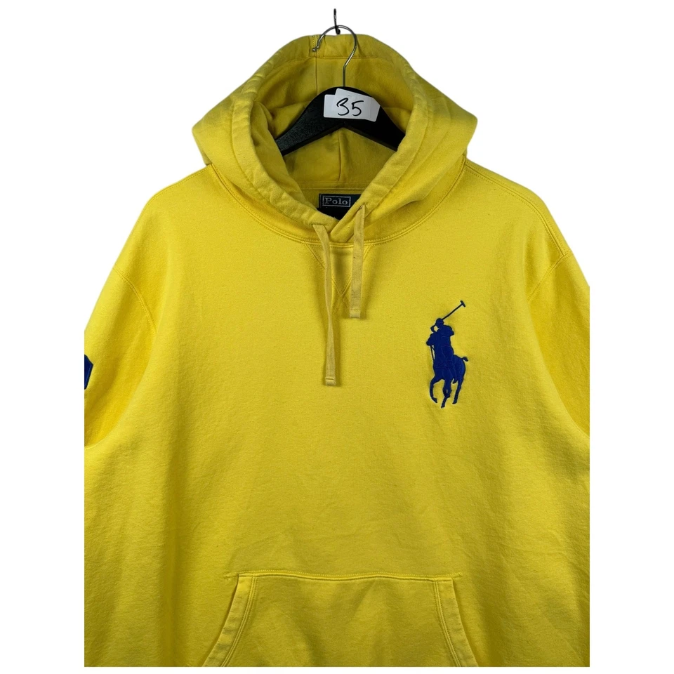 Sudadera con capucha vintage Ralph Lauren amarilla XXL para hombre Foto 2 de 4