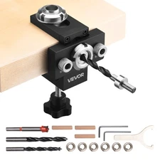 VEVOR Doweling Jig Kit Self Centering Dowel Drill Jig with 3 Drill Bits Woodwork
