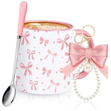 Coquette Bow Coffee Mug Wedding Bridal Shower Gift Set Engagement Gift Pink