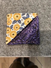 Handmade Fabric Corner Bookmark – Yellow Floral & Purple Quilted Design