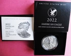 2022-W BURNISHED AMERICAN SILVER EAGLE. TYPE 2 FLYING EAGLE. WITH BOX AND COA.