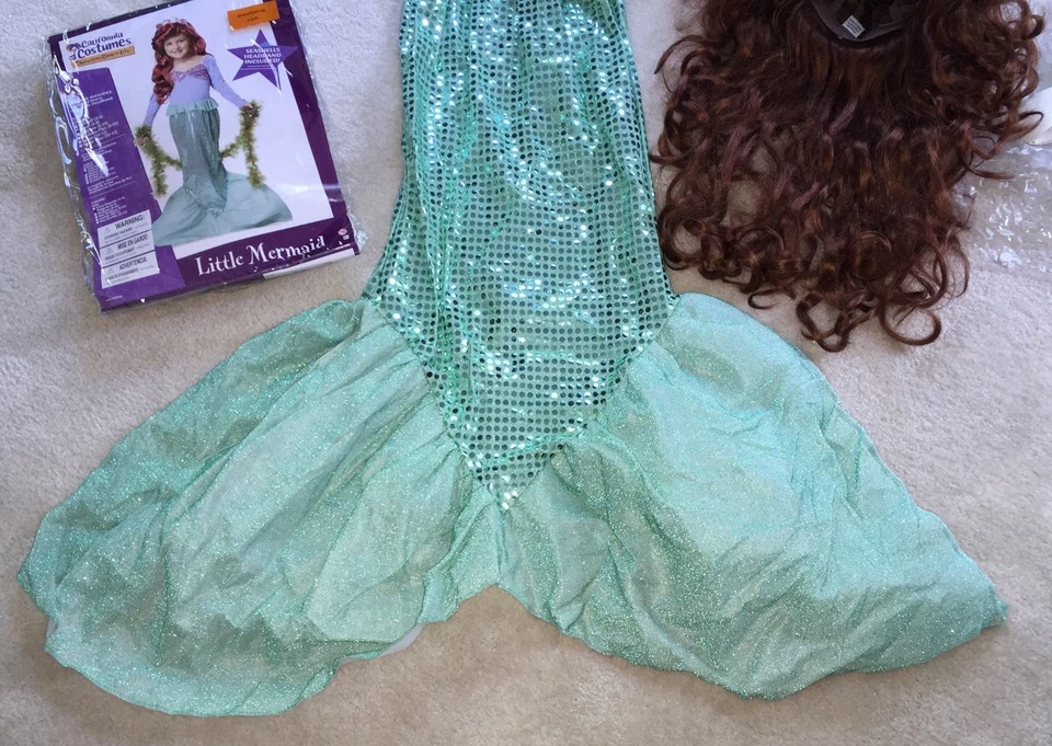 Disfraz de Sirenita Infantil Elegante con Bonificación PELUCA LARGA ROJA Foto 4 de 4