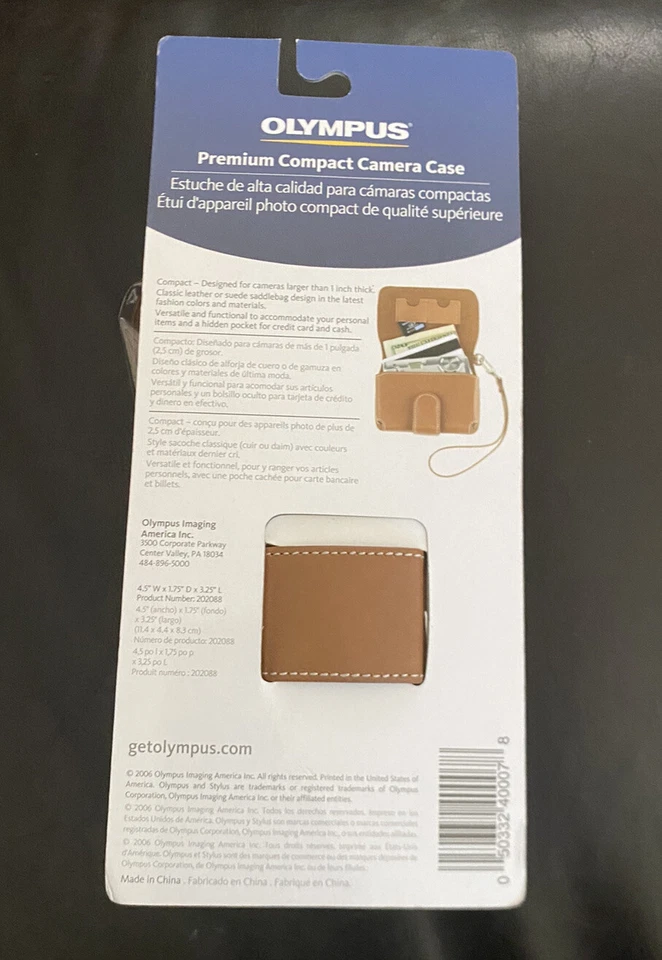 Estuche de cuero delgado premium tostado original Olympus 202088 nuevo en paquete Foto 2 de 2