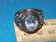 VINTAGE - U.S. NAVY MEN'S CLEAR Stone Ring Size 11 - NOS - ALPHA BRAND