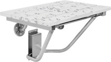 Grey 18" Folding Teak Shower Seat Wall Mounted, Heavy Duty Support,Space saving.