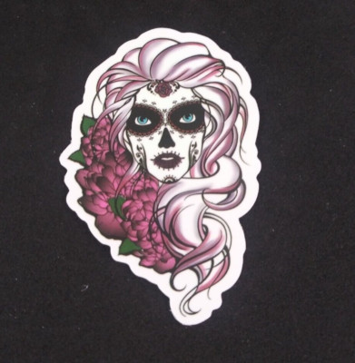 Lavender Hair Undead Beauties Day Of The Dead Sticker 2.38'' x 1.58'' (Q)