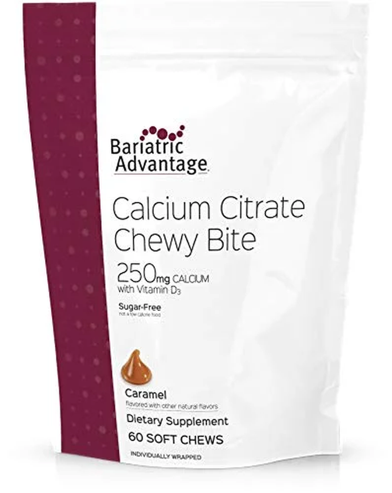 Calcium Citrate Chewy Bites 250 mg - Vitamin D3 - Sugar-Free Chewable Calcium Su