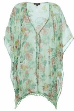 Yesta by X Two Chiffon Umhang Cardigan Poncho Weste Tunika Grün Größe 44 46 48