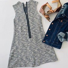 Trouble at the Mill Zip Front Knit Sweater Dress Size S