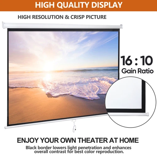 72''/80''/100''/119'' Projector Screen Pull Down Projection Screen Home Theater - Picture 44 of 89
