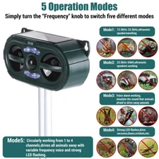 Solar Animal Sonic Nocturnal Coyote Repellent Mice Gopher Mole Snake PIR Sensor